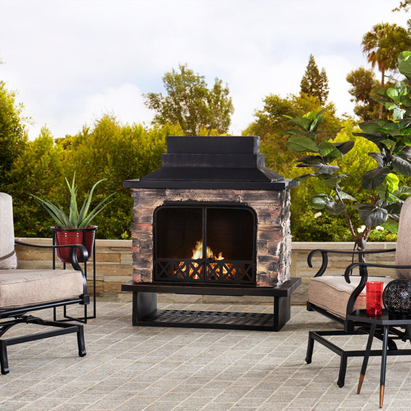 Darby Home Co Pirtle Steel Wood Burning Outdoor Fireplace Reviews   Pirtle Steel Wood Burning Outdoor Fireplace 